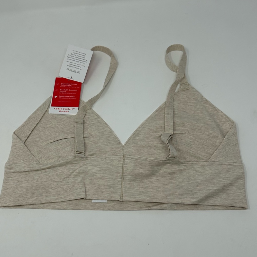 NEW! SPANX Better Base Cotton Comfort Sz M Bralette Heather Oatmeal 30048R W1 - Picture 2 of 4